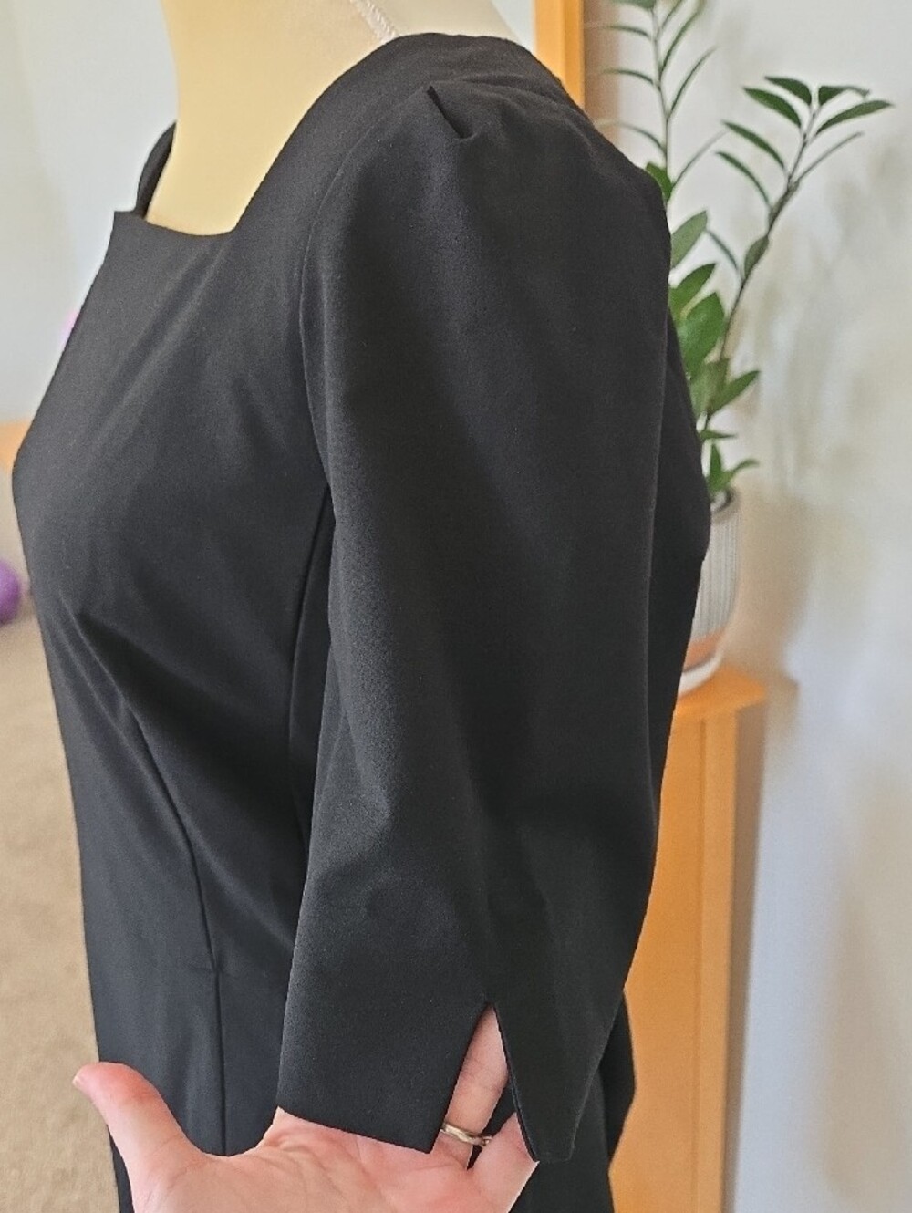 Ann Taylor Black Square-Neck Midi Dress - Picture 2 of 9